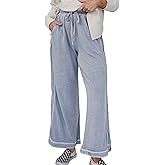 Ainangua Women's Casual Wide Leg Pants High Waist Acid Wash Baggy Palazzo Pants Athletic Lounge Trousers with Pockets