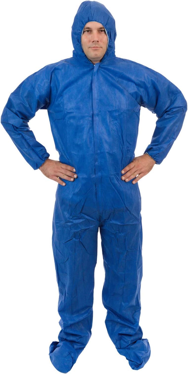 International Enviroguard – Lightweight 3 Layer SMS General Protective Coverall for General Cleanup (25 per case) (2XL, Blue)