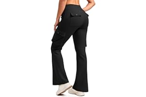 G Gradual Women's Fleece Lined Cargo Pants 6 Pockets Bootcut Water Resistant Winter Flare Leggings for Work, Hiking, Travel