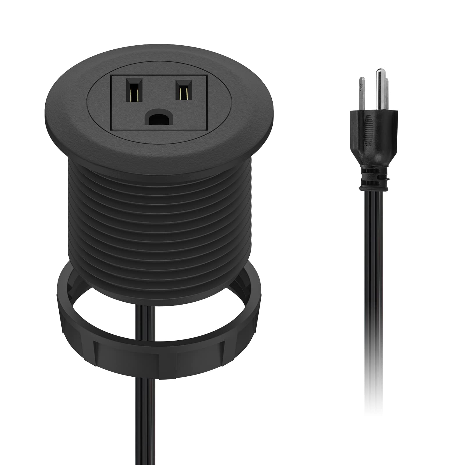 Photo 1 of Mini Desktop Power Hub Grommet Socket, Flush-Mount Desk Outlet Build-in 1 US Standard Outlet with 6.56 FT Extension Power Cord, Recessed Power Strip Socket for Desk Nightstand Cabinet Counter