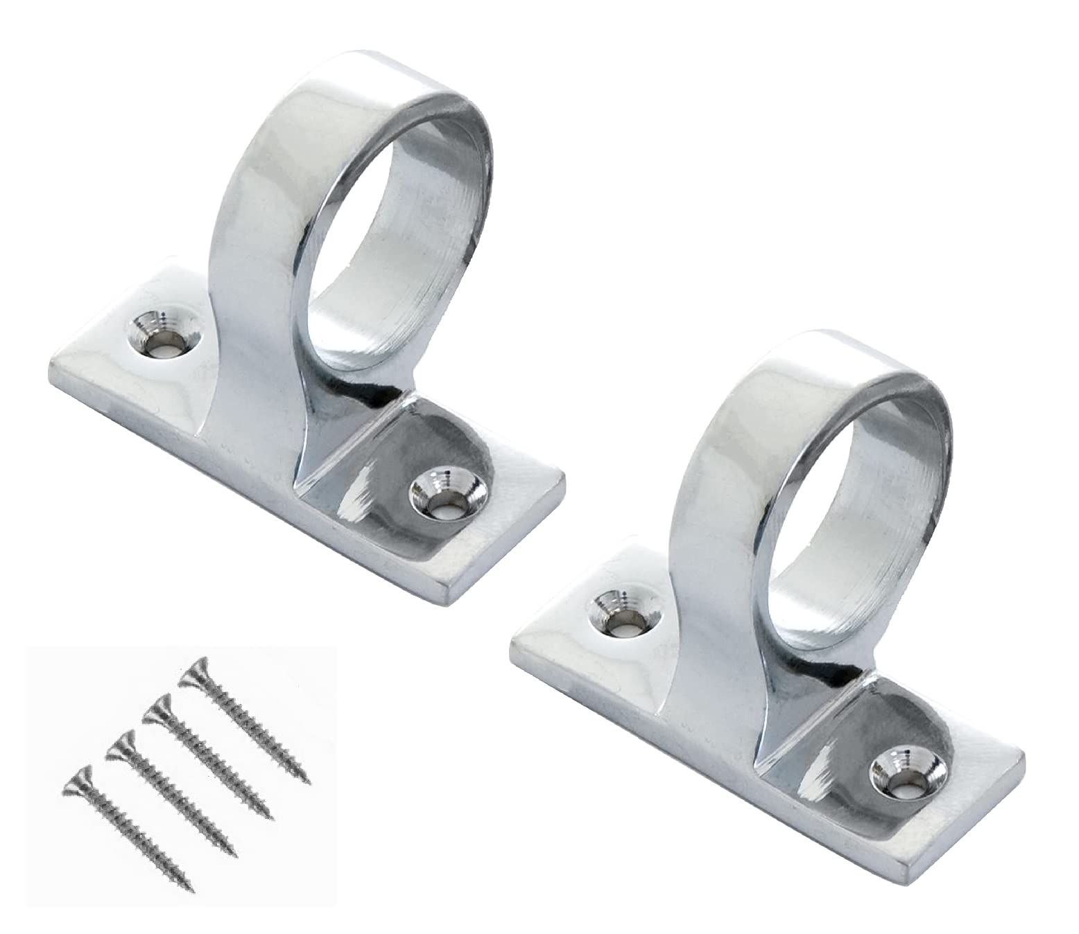 TERF® Traditional Polished Chrome Sash Eye Ring Window Lift Pull Handle Heavy Duty Sash Window Lift Pull Sliding Handle Including Fixing Screw - Pack of 2