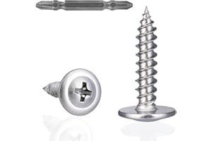 VGBUY 200Pcs #8x3/4 Wood Screws Phillips Modified Truss Head Stainless Steel 410 Quick Metal Self Tapping Screws