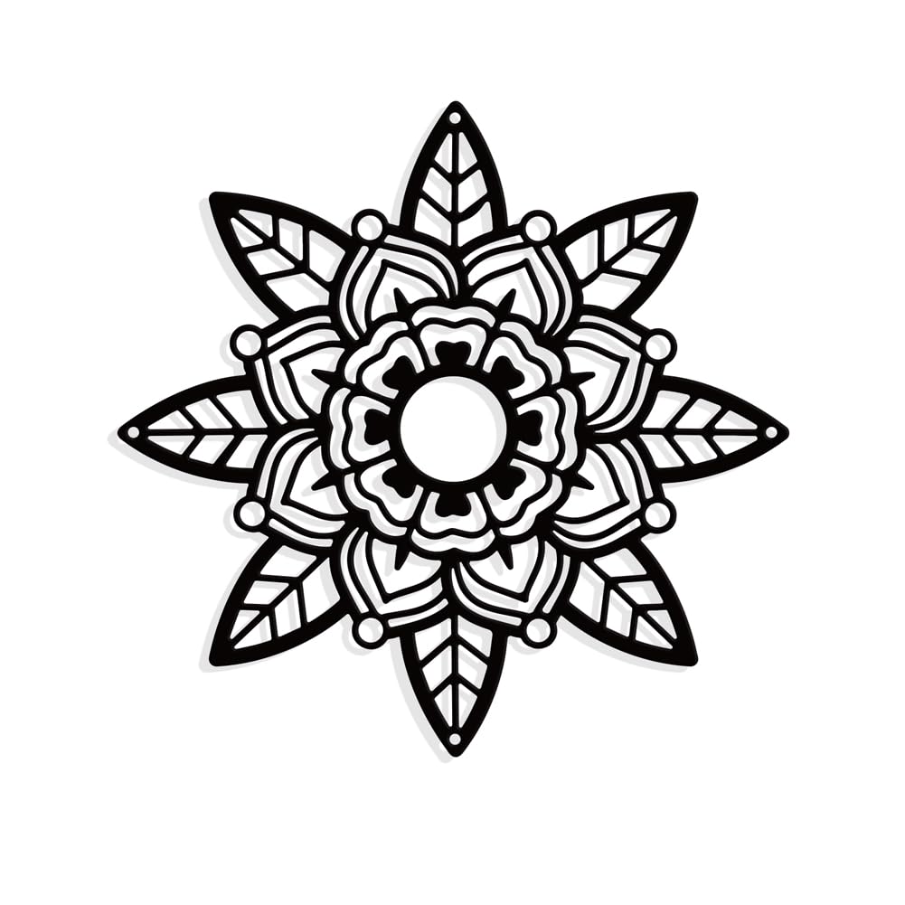 NBEADS Mandela Flowers Metal Wall Art Decor, Matte Style Wall Hanging Decor Silhouette Wall Art for Home Garden Hotel Office Wall Festival Decoration Gift, 29.5x30cm