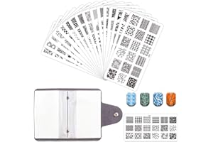 FINGERANGEL Finger Angel 16 PCS Designs Nail Art Stamping Stamp Plates with Template Holder Set Manicure Tools Nail Art Templates Stencils Decorations Tips