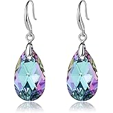 Austrian Crystal Teardrop Dangle Hook Earrings for Women 14K Gold Plated Hypoallergenic Jewelry