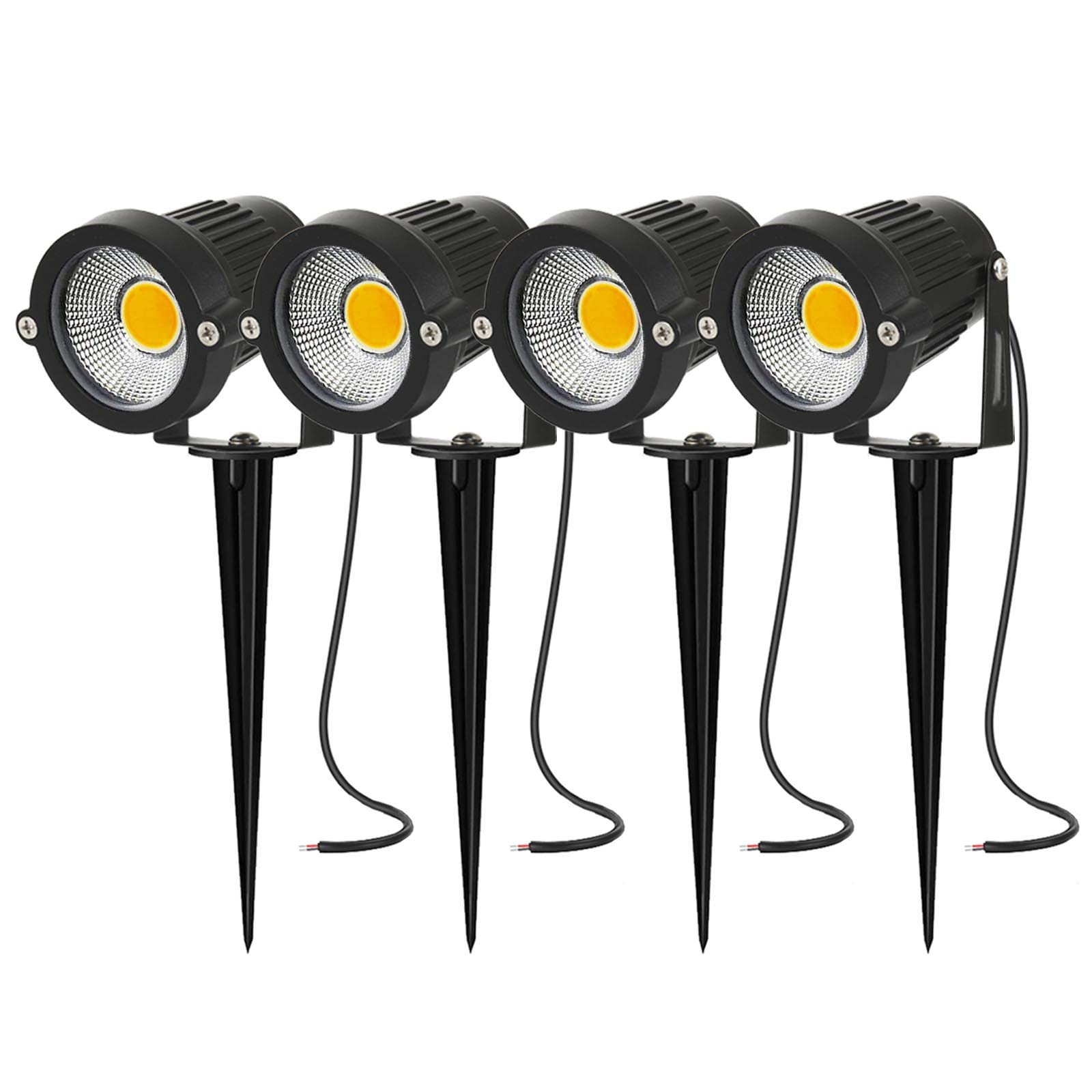AHOTSUK Garden Spot Lights Outdoor Garden Spike Lights Mains Powered LED Landscape Spotlights 5W 12V 24V IP66 Waterproof Light for Pathway Lawn Patio Backyard Warm White(4 Pack)