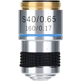40X Achromatic Objective Lens, Aluminum Alloy Shell with Observation for Biological Microscope, Eliminate Reflections and Increase Contrast
