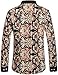 SSLR Men's Vintage Printed Button Down Casual Long Sleeve Shirt (Medium, Black)