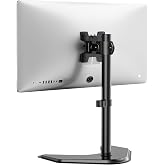 WALI Freestanding Vesa Monitor Stand for 13-32 inch Screens, up to 22 lbs | Single Monitor Stand for Desk, Full Motion with Height Adjustment, Tilt, Swivel, Rotation, VESA 75/100mm (MF001), Black