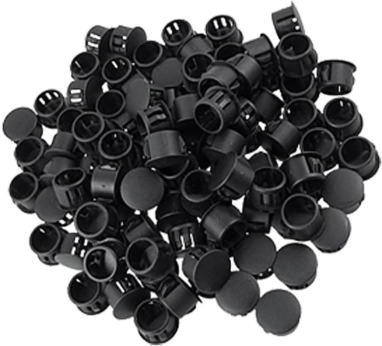 uxcell Plastic Locking Hole Plugs Black 100 Pcs w 9/16 inches Head