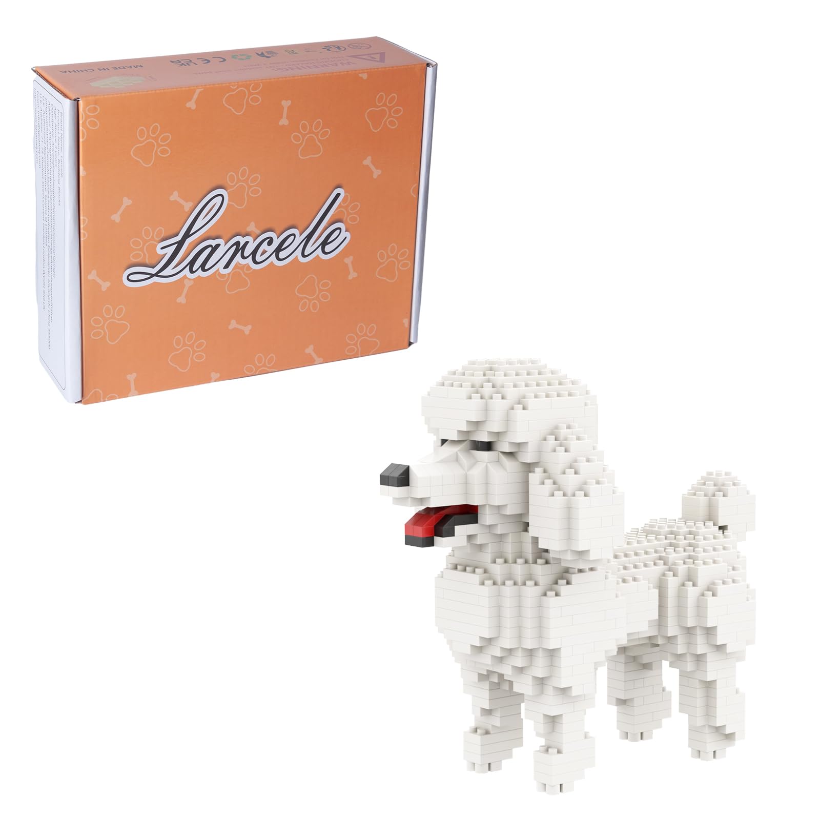Larcele 790 Pieces Micro Building Blocks Toy Kit, Mini Animal Bricks Building Blocks Set KLJM-05 (Teddy in White) Reusable