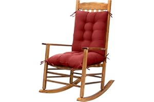 Yefound Indoor Outdoor Rocking Chair Cushion Tufted Chair Pads for Patio Rocker Furniture Burgundy Seat Cushions with Ties