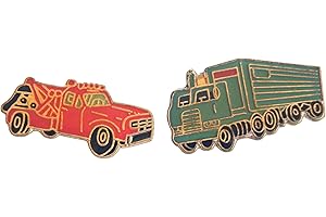 Novel Merk Pickup Truck & Semi-Truck Pins Lapel, Hat, or Tie Tack Set with Clutch Back (2 Pieces) Red, & Blue