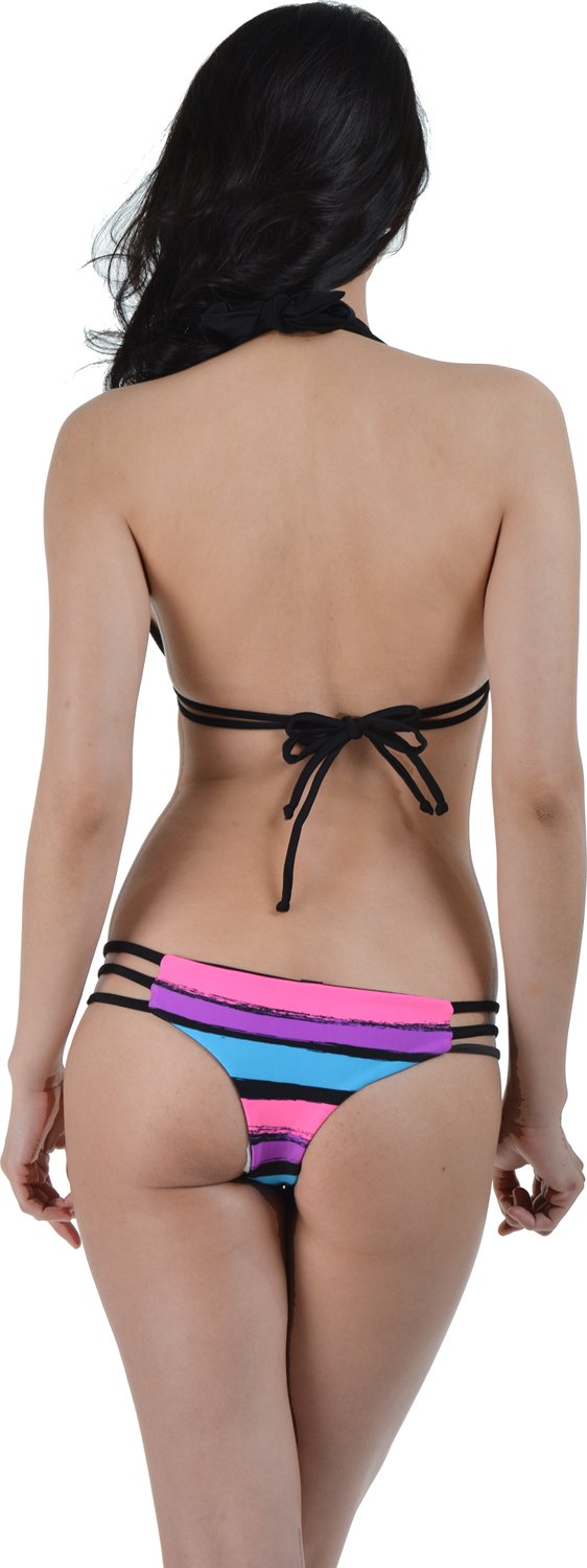 clubwearguru Women's Reversible Brazilian Cut Swimwear Bikini Set