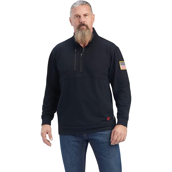 ARIAT Men's Rebar Workman Full Zip Hoodie – Reflective Flag Graphic, Water-Repellent Fleece, Adjustable Hood, Ribbed Cuffs - View #10