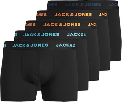 Jaclad Solid Trunks - Confezione da 5 Pezzi Jaclad Solid Trunks da Uomo (Confezione da 5), Nero, L