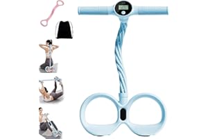 Multifunction Elastic Yoga Resistance Bands, Six Tube Smart Foot Pedal Puller with Digital Counter & Handles, for Core Streng
