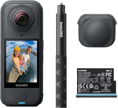 X4 Air Graphite Black Beginner's Pack - Câmara de 165 g com resolução 8K e 360°, Efeito Invisible Selfie Stick, Lentes Substituíveis, Gravação Primeiro e Enquadramento Depois, À Prova de Vento