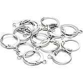 20 Pieces Surgical-Grade Stainless Steel Lever Earring Hooks - Open Loop Findings with 14×12mm Hoop Bases for DIY Jewelry Making Supplies (Silver)