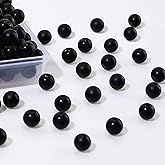 Ecally 300 Pieces Black Matte Onyx Beads Natural Black Agate Round Frosted Onyx Gemstone Loose Beads for Bracelet Necklace Jewelry DIY Making(6 mm)