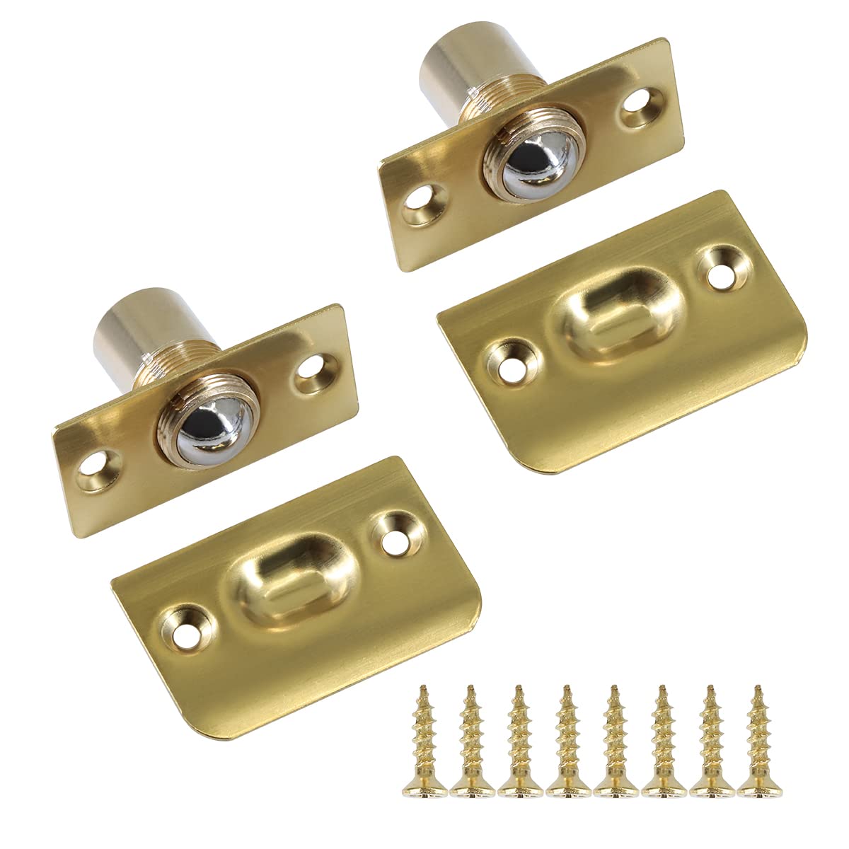 2 Pack Ball Door Catches - Adjustable Roller Spring Bearing Door Latches for Closet, Wardrobe, Cabinet (Gold)