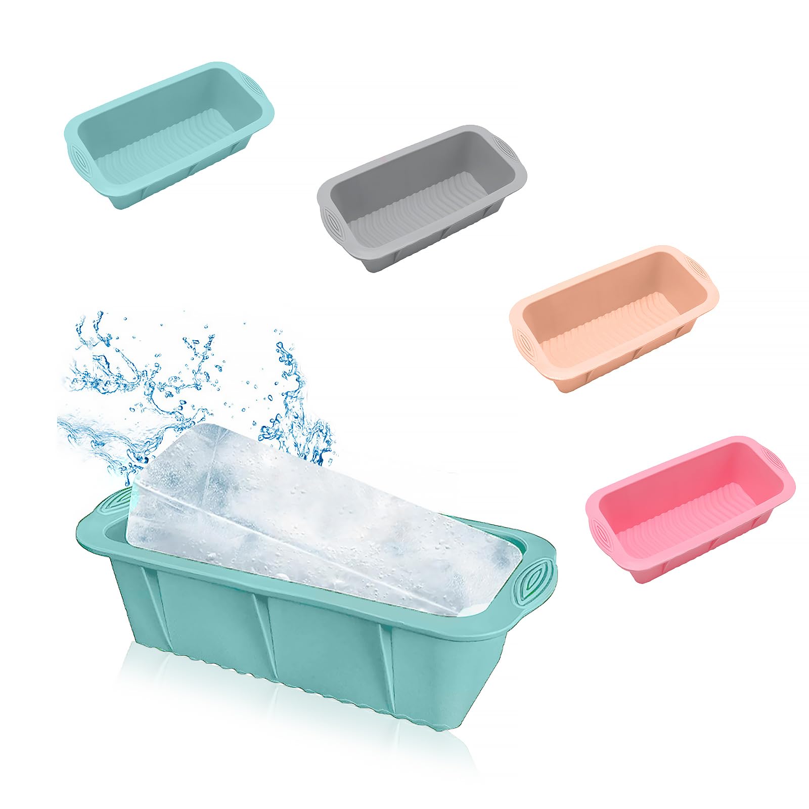 4 Pack Extra Large Ice Block Molds for Ice Bath Reusable Silicone Big Ice Cube Molds Ice Block Maker Cold Plunge Ice Mold Trays 5LB