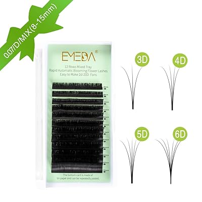 Volume Eyelash Extensions D Curl 2D 3D 4D 5D 6D~10D Easy Fan Cluster Automatic Blooming Flower Eye Lash Extension .07 8mm 10mm 12mm 14mm 0.07 Russian Individual Lashes(8-15mm Mixed Tray 0.07 D)