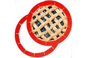GENERIC Adjustable Silicone Pie Crust Shields Baking Protectors Cover Ring Fits 8-11.4 Inch Pies Baking Pie Crust Shield Protector Cover for Edges (Red-2Pcs)