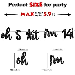 Oh I’m 14! Banner Backdrop Glitter Black Hallo