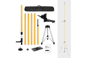 MOETER - Upgraded 13.8ft/4.2m laser level telescoping tripod with level bubble and 1/4"-20 mount, adjustable laser pole with 