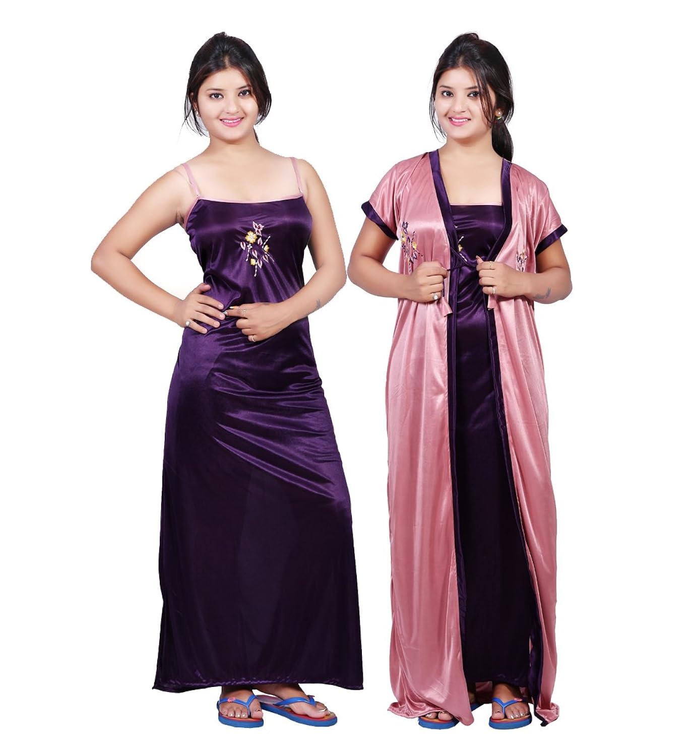 bailey women's satin combo of night dress (bailey0153_purple_free size)