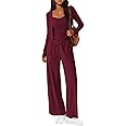 BTFBM Women's Fall Lounge Sets 3 Piece Outfit Tracksuits Casual Long Sleeve Tops High Waisted Sweatpants Set
