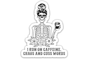 VOTANTA 3 Pcs - I Run On Caffeine Chaos and Cuss Words Sticker 3x4 inch, Coffee Addict Quotes Sticker Gift for Coffee Lover Decorations for Laptop Bottle Coffee Mug Phone Car Wall Window