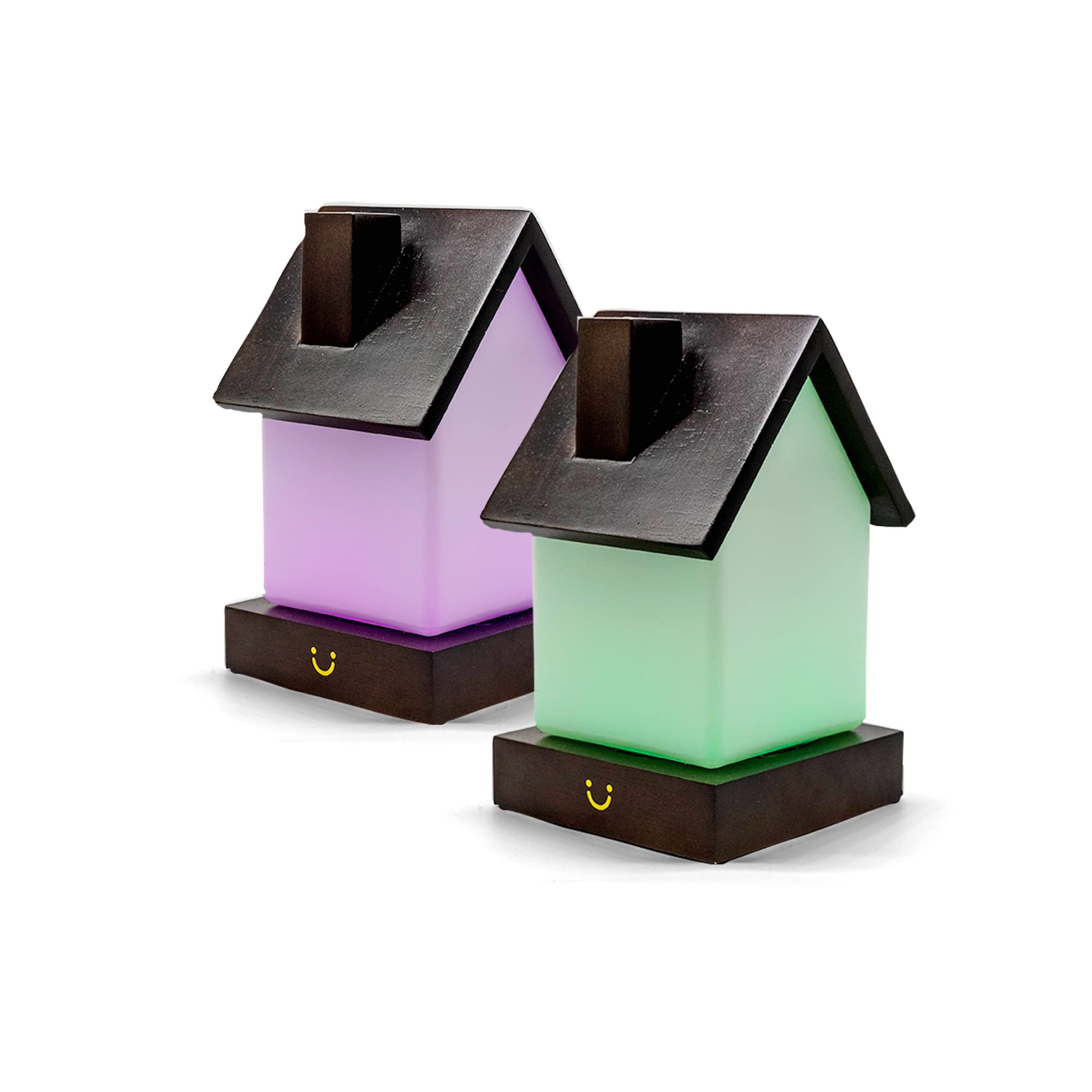 Photo 1 of LuvLink Home Friendship Lamp v2 Extended WiFi Range - Bluetooth Setup - Wood & Glass Design (Set of Two, Walnut)