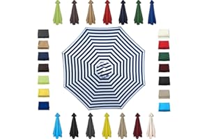 SXYHCK 8' 9' 10' Patio Umbrella Replacement Canopy For 6/8 Ribs, Market Yard Table Umbrella Replacement Top Cover, Round Replacement Parasol Canopy Cover, UV Protective Cloth For Garden Umbrella(Blue-White,6