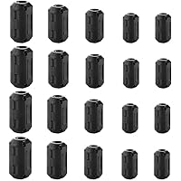 Ceedmon 20 Pieces Clip-on Ferrite Ring Core RFI EMI Noise Suppressor Cable Clip for 3mm/5mm/7mm/9mm/13mm Diameter Cable, Blac