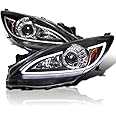 Spec-D Tuning LED Strip Black Projector Headlights Compatible with 2010-2013 Mazda 3, Left + Right Pair Headlamps Assembly