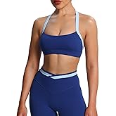 Aoxjox Women's Color Block Halter Workout Sports Bras Fitness Athletic Vanessa Bra Yoga Crop Tank