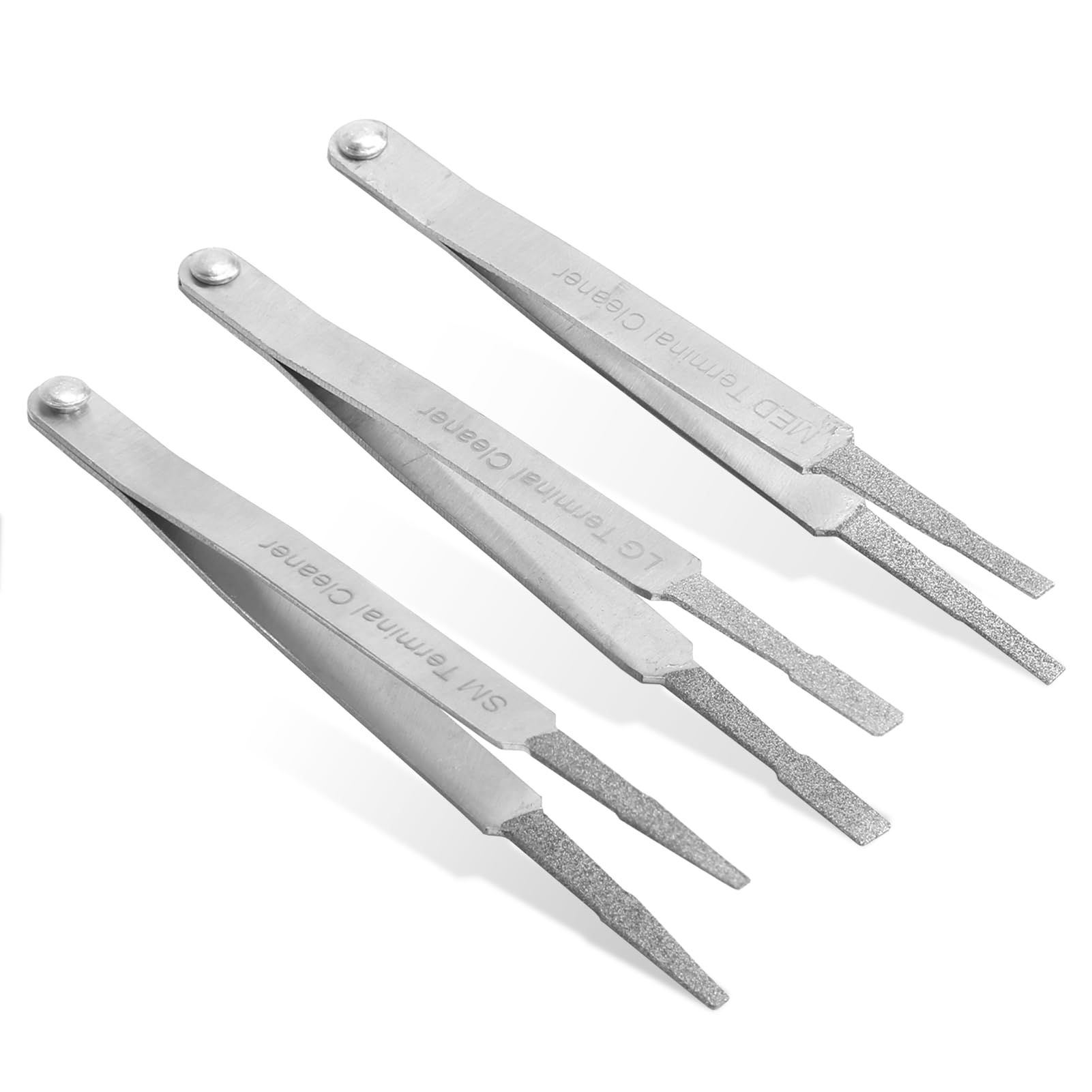 Agatige 3Pcs Terminal Cleaner Set, Silver Electrical Contact Cleaner Diamond Terminal Cleaner Set Electrical Terminal Cleaner Terminal Extractor Terminal Cleaner Set Terminal Cleaning Tool