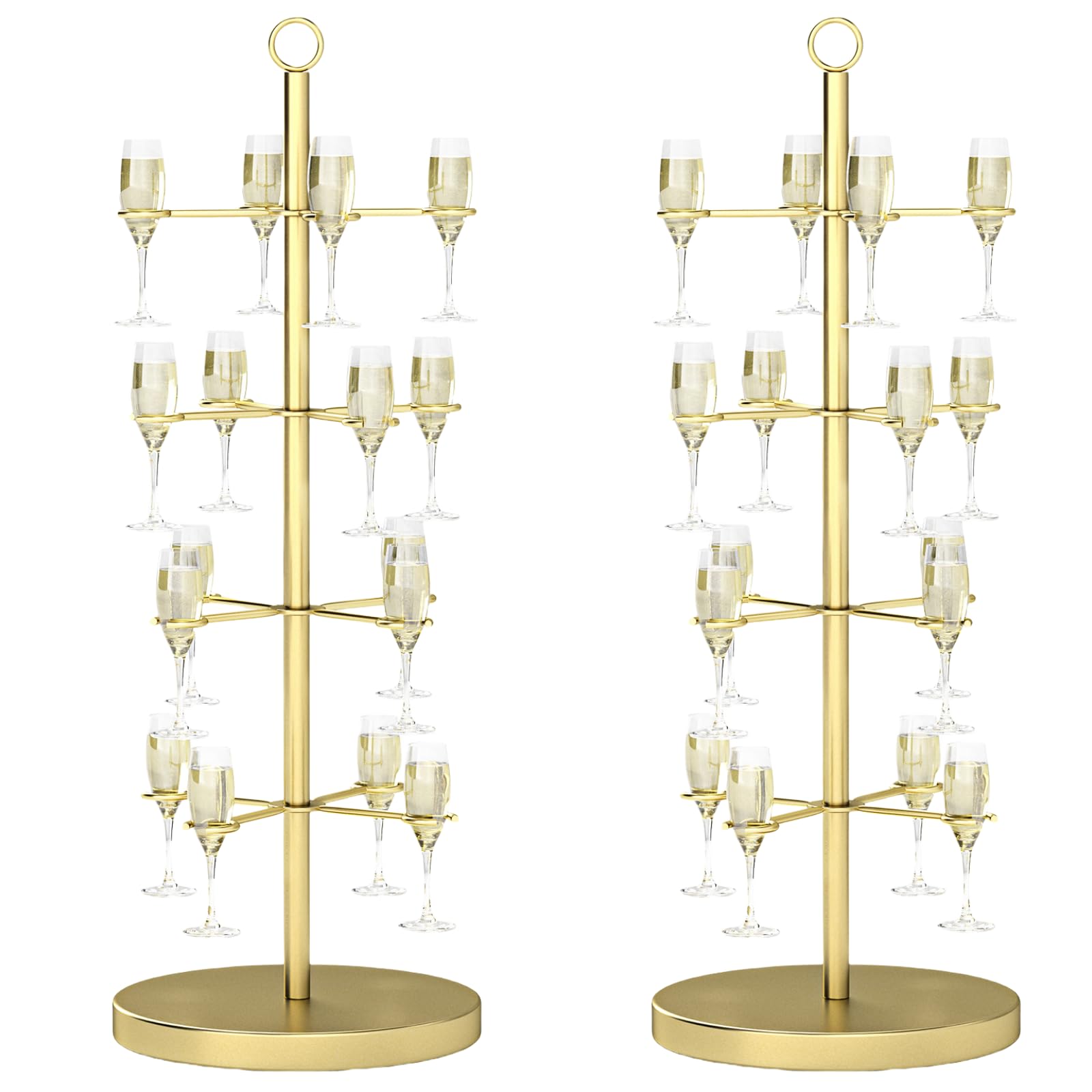 Photo 1 of lukar 2Pcs Cocktail Tree Stand,Gold Champagne Tower Stand for Drinks Holder,4 Tier Champagne Flute Holder,16-Holders Martini Tree Stand for Wedding,Birthday Party & Celebration