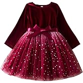 YETANLID Toddler Girls Long Sleeve Tutu Dress Sequin Star Xmas Dress Size 2-8Years