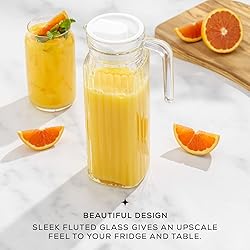 40oz Glass Pitcher with Lid (2 Lids) - Beverage
