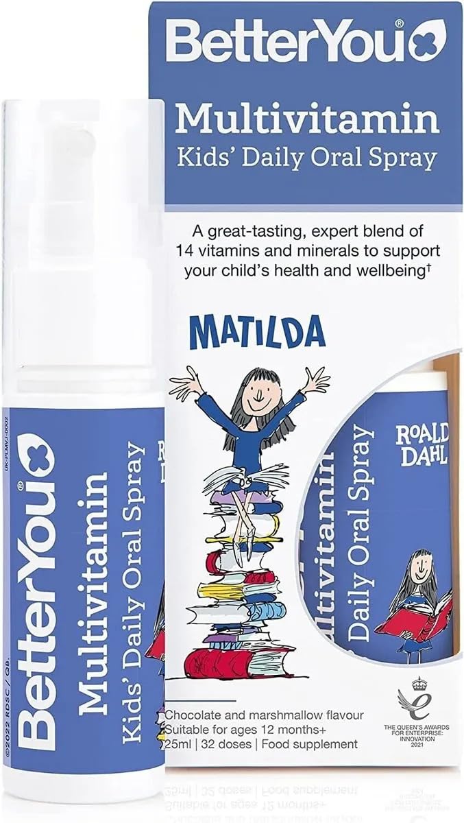 BetterYou Multivitamin Kids Oral Spray, Kids Vitamin Supplement, Sugar Free Chocolate and Marshmallow Flavour, 1-Month Supply, Tablets and Gummies Free Vitamin