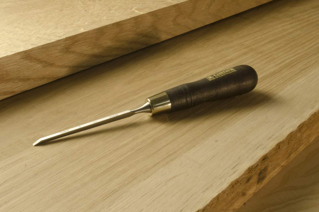 Narex 8116 Cabinetmaker's Chisel (Black) (3mm) - Chrome Manganese Steel Blade, Straight Edge, Hornbeam Wood Handle