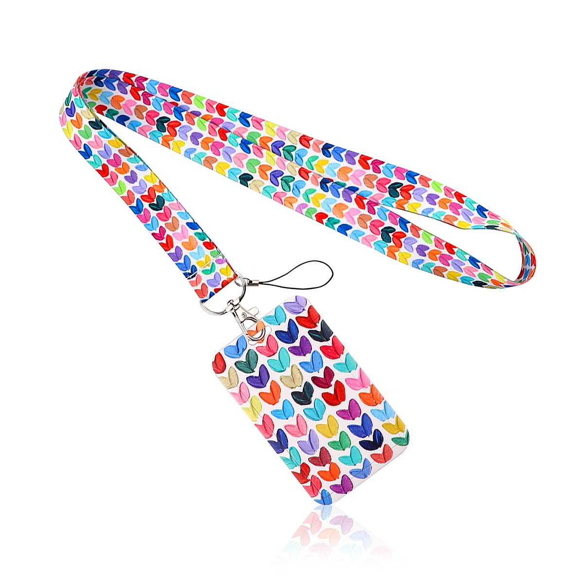 Jagowa 1 Piece Lanyard with ID Badge Card Holder Lanyard Card Set (Colorful Heart)