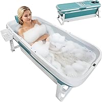 60-inch Collapsible Foldable Bathtub for Adults, Portable Soaking Bath Tub, 60'' Ice Hot Bath Spa Tub with LCD Display, Space