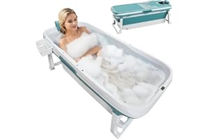 60-inch Collapsible Foldable Bathtub for Adults, Portable Soaking Bath Tub, 60'' Ice Hot Bath Spa Tub with LCD Display, Space