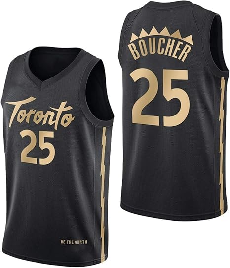 WSF Jersey # 25 Boucher, Toronto Raptors Equipo Campeón versión, Jerseys del Baloncesto de los Hombres, Nueva Tela Unisex Camiseta sin Mangas, Baloncesto Uniforme Traje Alero Negro Oro: Amazon.es: Deportes y aire