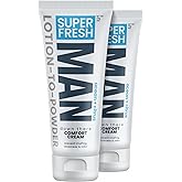 Super Fresh Ball Deodorant Powder Lotion Comfort Cream for Man Parts Groin Butt and Body Hygiene Controls Odor Stops Chafing and Itch Absorbs Sweat Aluminum Free Formula in 4 oz Twin Pack