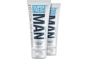 SUPER & FRESH CO. Super Fresh Ball Deodorant Powder Lotion Comfort Cream for Man Parts Groin Butt and Body Hygiene Controls Odor Stops Chafing and Itch Absorbs Sweat Aluminum Free Formula in 4 oz Twin Pack